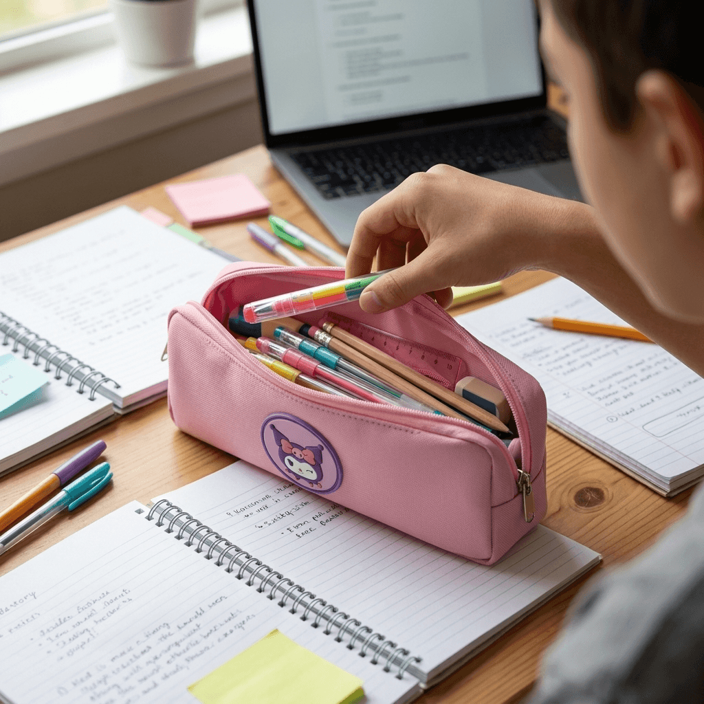 Kuromi-themed zipper pencil pouch