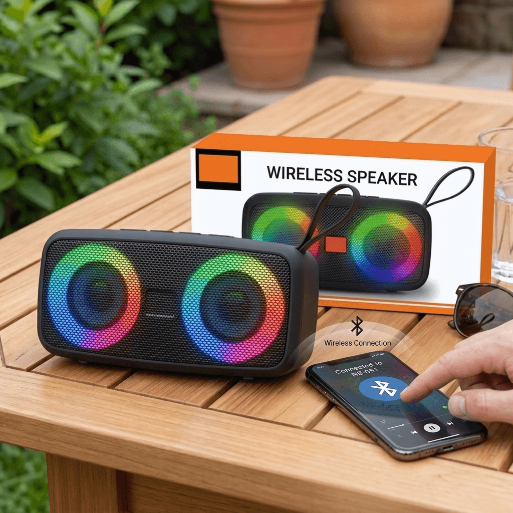 NB-051 Bluetooth, USB, TF Card & FM Radio Supported Deep Bass RGB Colorful Lighting Speaker
