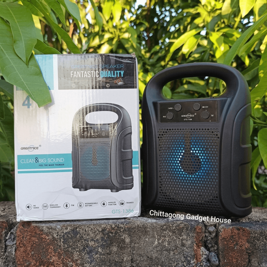 GREATNICE GTS-1386 Bluetooth, USB, TF Card & FM Radio Supported 4 Inch Driver Lighting Effects Wireless Speaker