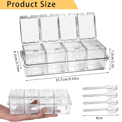 4 Spice Crystal Seasoning Box for Kitchen 4pcs Spice Rack Transparent Crystal Seasoning Box With Spoons Galaxy Paradise