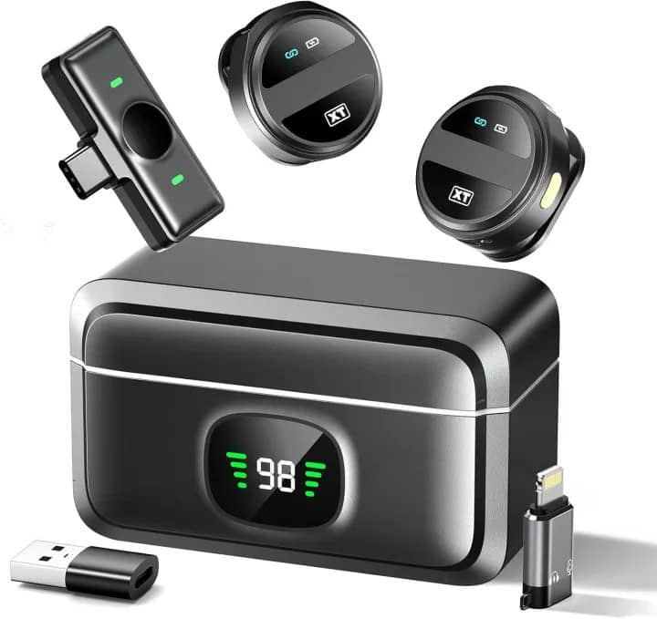 SX21 Wireless Microphone Same as Hollyland Lark M2. Interview, Live Broadcast, Audio Video Recording Clip on Collar Microphone. Noise Reduction Lavalier Lapel Mini Microphone