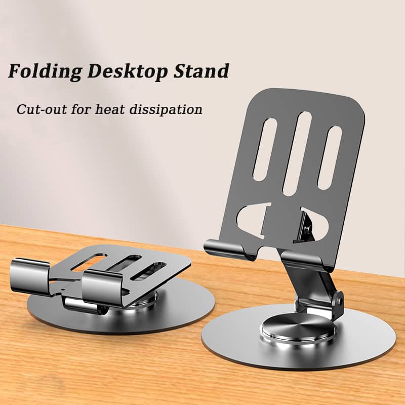 360° Rotating Full Metal Phone & Tablet Stand – Aluminum Alloy Adjustable Desktop Holder for Mobile Devices