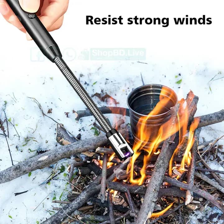 360° Flexible Electric Arc BBQ Lighter – USB Rechargeable Windproof & Flameless Plasma Pulse Igniter with Bendable Neck