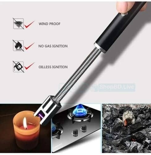 360° Flexible Electric Arc BBQ Lighter – USB Rechargeable Windproof & Flameless Plasma Pulse Igniter with Bendable Neck