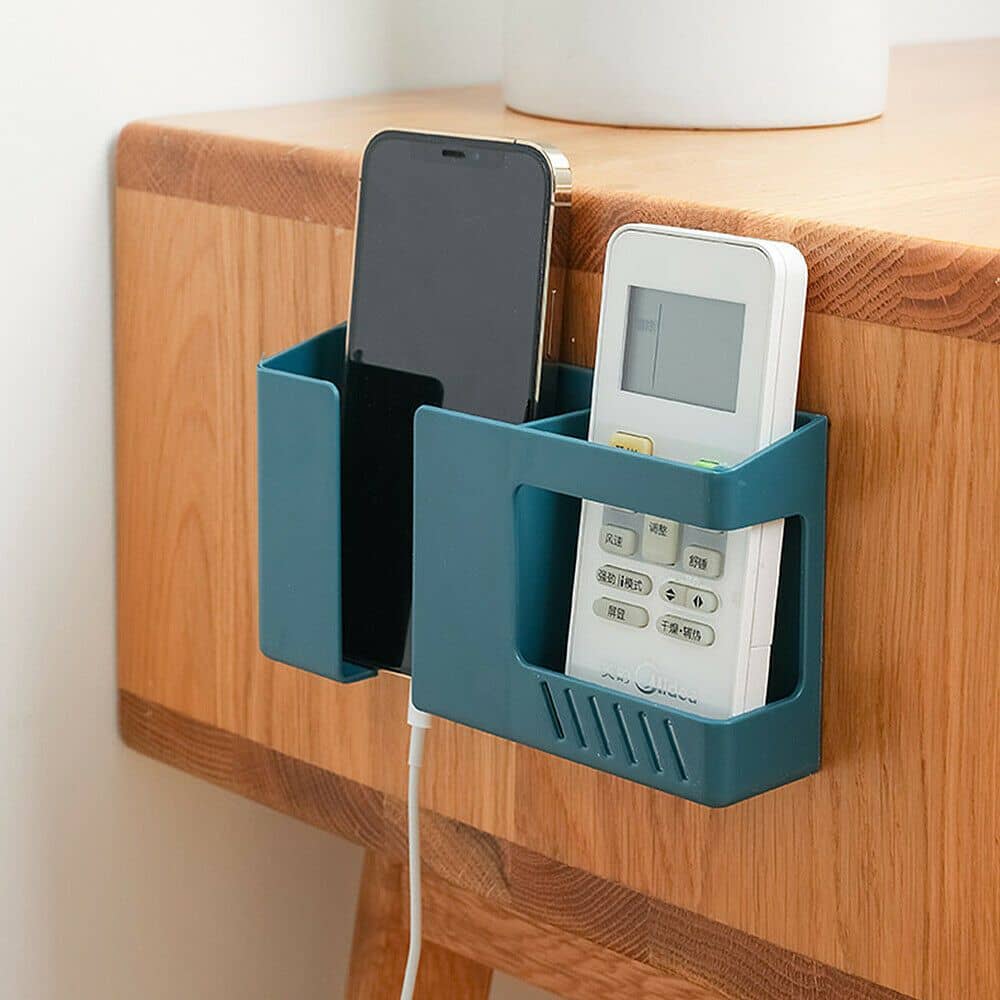 Wall Mounted Phone 2 in 1 and Remote Holder Punch Free Multifunctional Storage Rack Organizer for Home Office