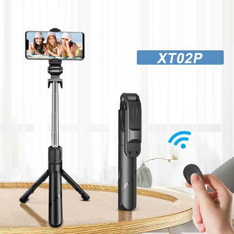 XT02 Bluetooth Extendable Selfie Stick with Wireless Remote for Making TikTok, Vlog Videos and Tripod Stand Selfie Stick for for Mobile and All Smart Phones
