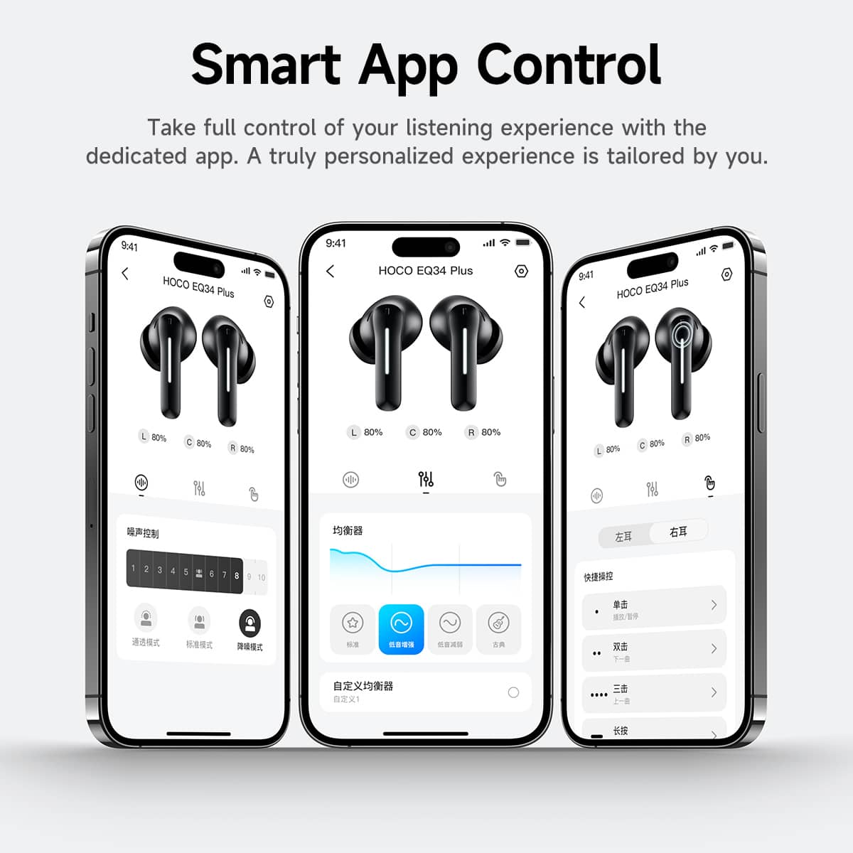 Hoco EQ34 Plus True Wireless ANC+ENC Noise Reduction App Control Bluetooth Earphone