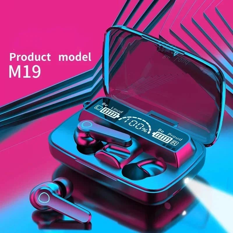 M19 Earbuds TWS Earphone Intelligente Touch Control Wireless Bluetooth 5.3 Headphones Waterproof LED Display With Microphone.