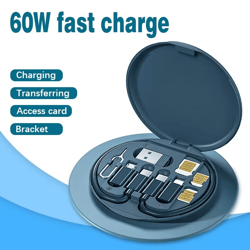 Fast Charging Data Cable Bundle – 60W Portable Charger Set with Storage Box | Multi-Port Cable Kit for Travel & Daily Use (Multicolor)