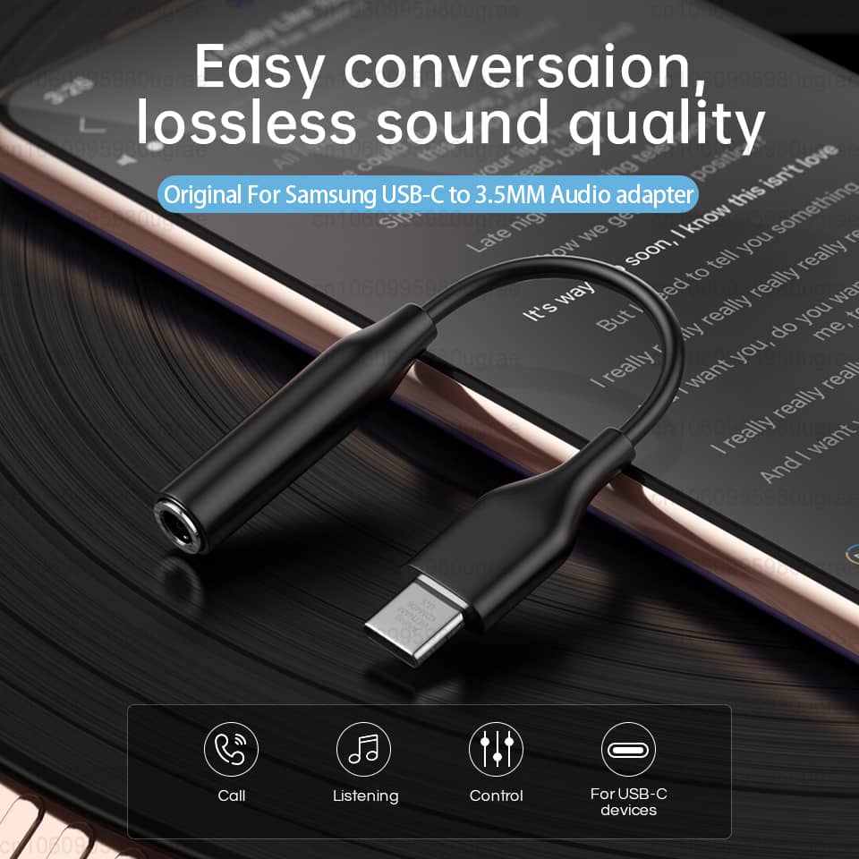 Samsung Type-C to 3.5mm Headphone Adapter for Galaxy Note 10 Plus, A90, A80, A6, High-Quality Audio, Durable Design
