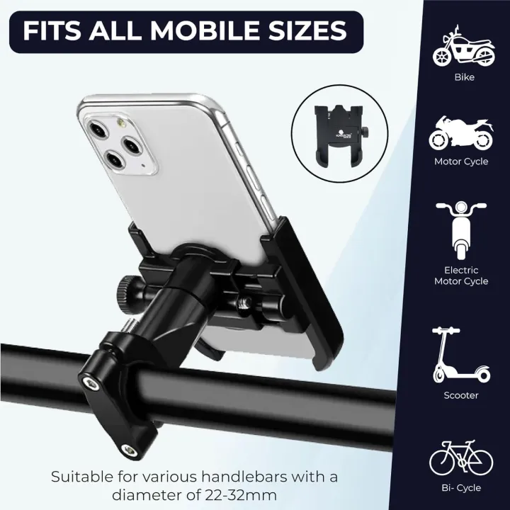 Metal Bike Mobile Holder For mobile phone bracket motorcycle bicycle takeaway rider -Black Easy to Use and Maintain