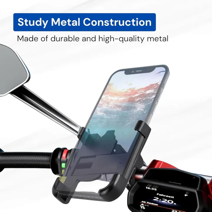 Metal Bike Mobile Holder For mobile phone bracket motorcycle bicycle takeaway rider -Black Easy to Use and Maintain