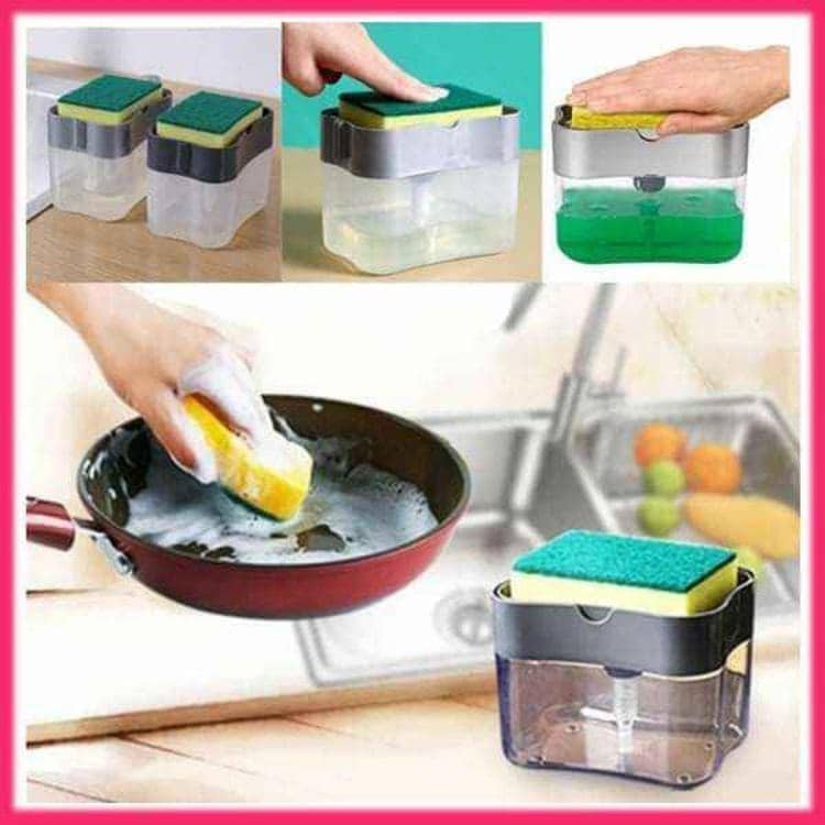 2-in-1 Liquid Soap Dispenser with Sponge Holder – Hand Press Kitchen Soap Pump