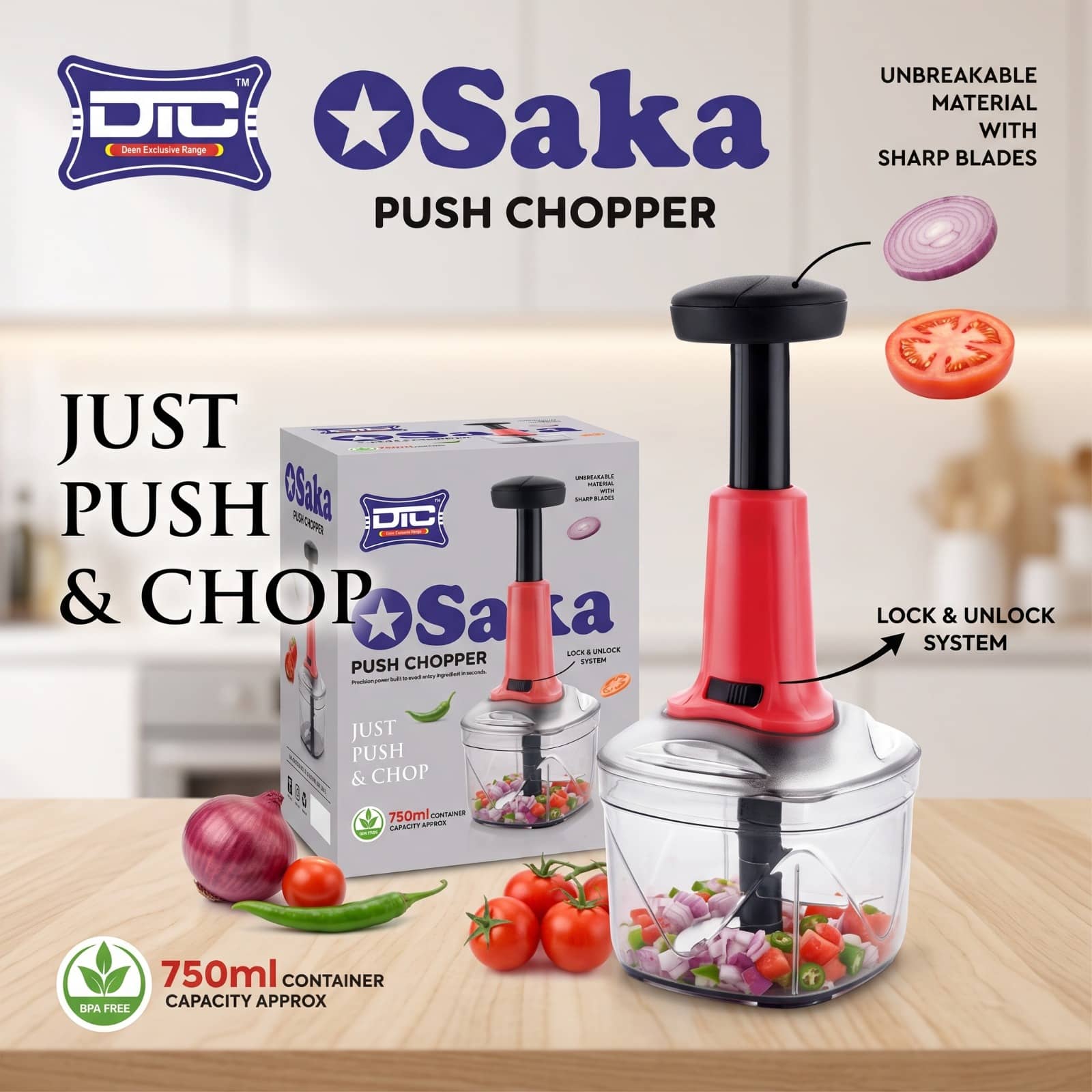 Osaka 750ml Push Chopper